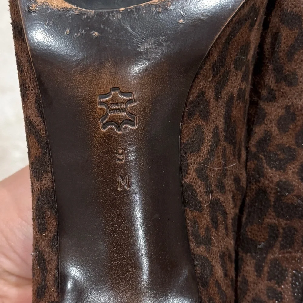 Donald J. Pliner‎ Leopard Animal Print Peep-Toe Kitten Heel Pumps Sz 9 Elegant